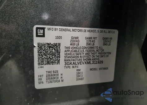 2021 GMC Terrain Slt из США, поврежденный, VIN 3GKALVEVXML311929